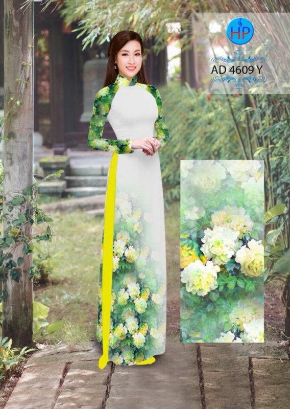 Vải áo dài hoa 3D