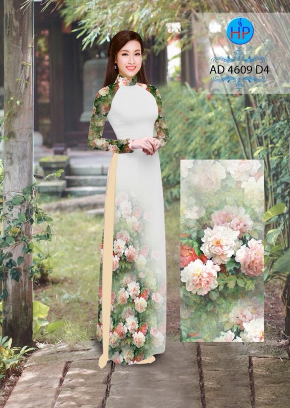 Vải áo dài hoa 3D