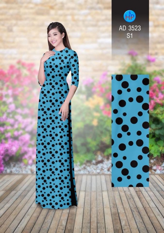 Vải áo dài chấm bi