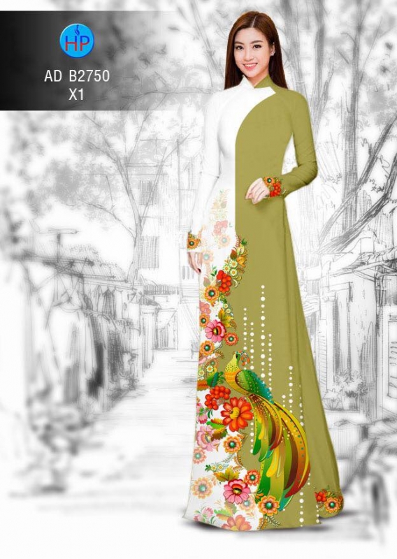 Vải áo dài chim Công