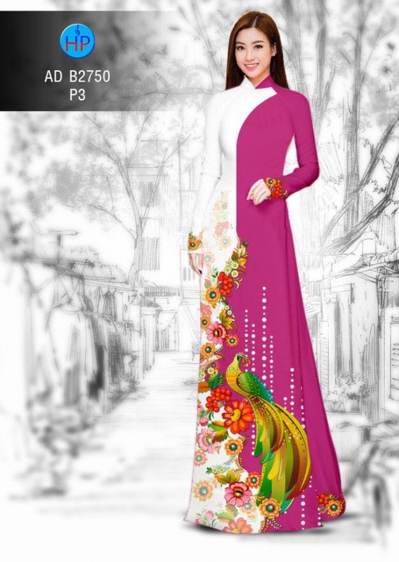 Vải áo dài chim Công