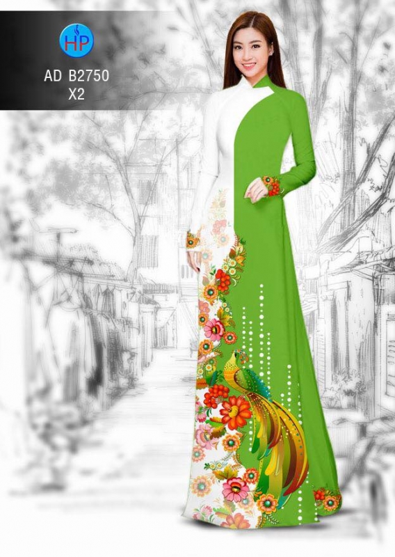 Vải áo dài chim Công