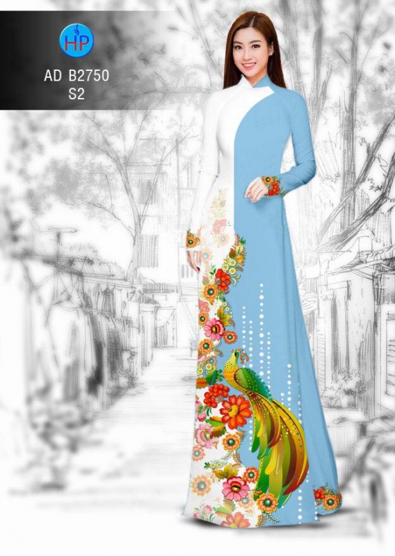 Vải áo dài chim Công