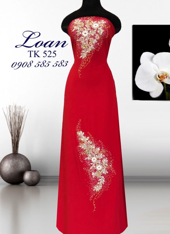 Vải áo dài hoa đắp