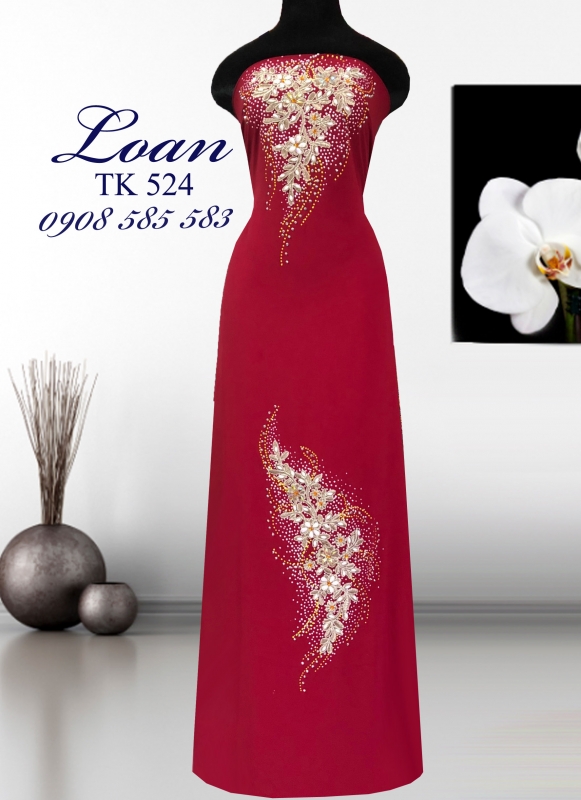 Vải áo dài hoa đắp