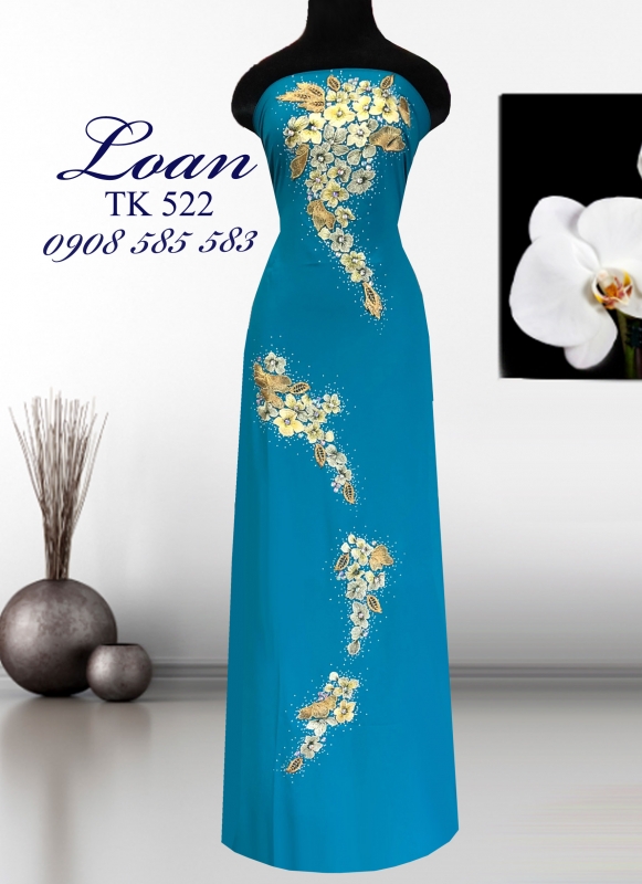 Vải áo dài đắp hoa