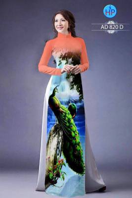 Vải áo dài chim Công 3D-DT 474
