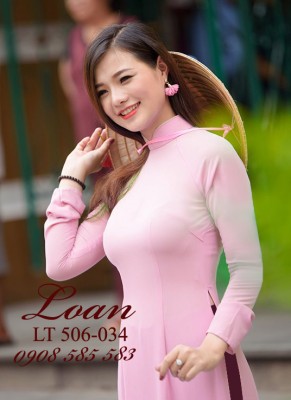 Vải áo dài trơn màu hồng phấn-LT 4746