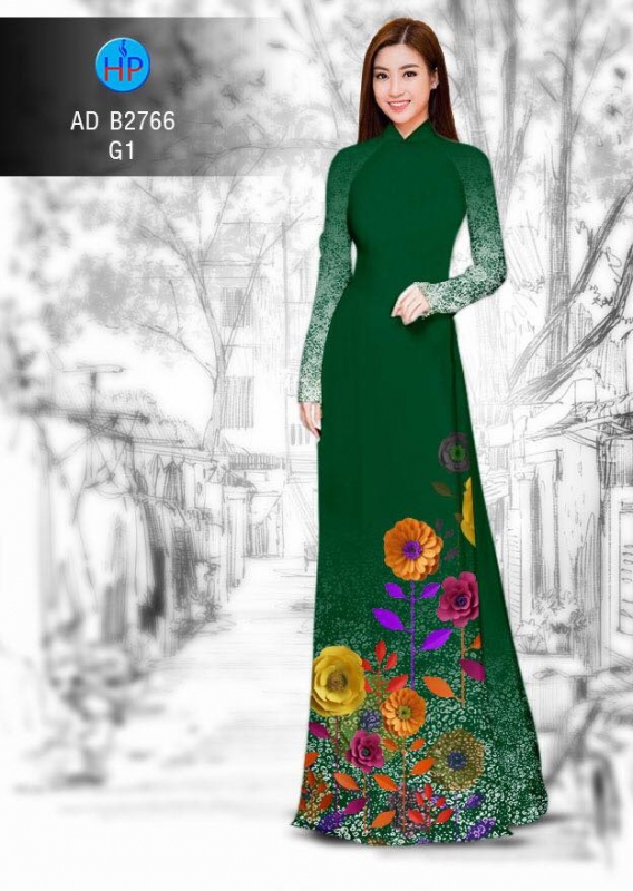 Vải áo dài hoa cành Vải áo dài hoa cành