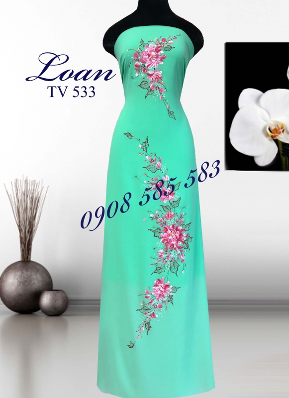 Vải áo dài vẽ đính đá