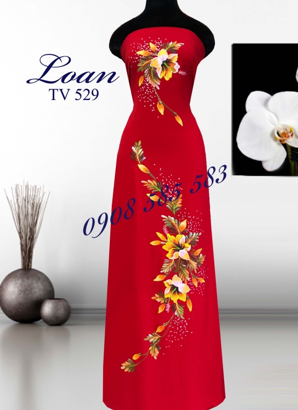 Vải áo dài vẽ sơn mài