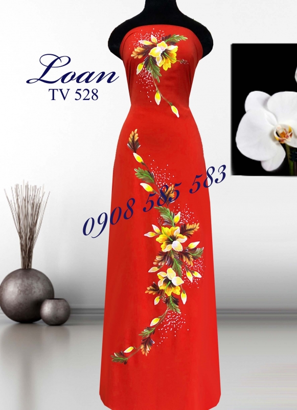 Vải áo dài vẽ sơn mài