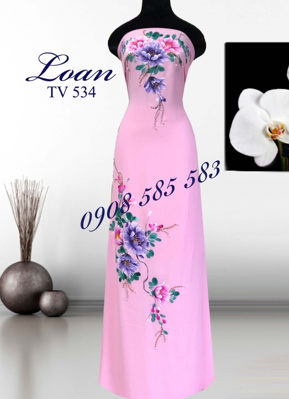 Vải áo dài vẽ kết hạt