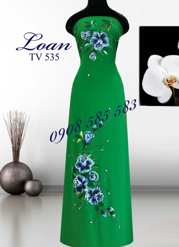 Vải áo dài vẽ đính hạt
