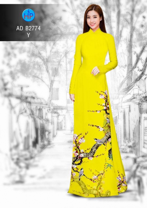Vải áo dài cành Đào Vải áo dài cành Đào