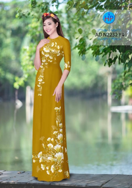 Vải áo dài hoa đẹp 3D