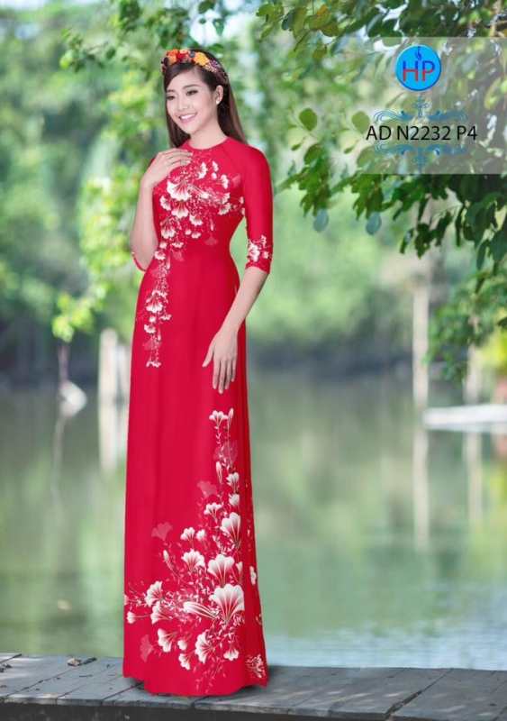 Vải áo dài hoa đẹp 3D
