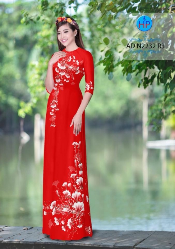Vải áo dài hoa đẹp 3D