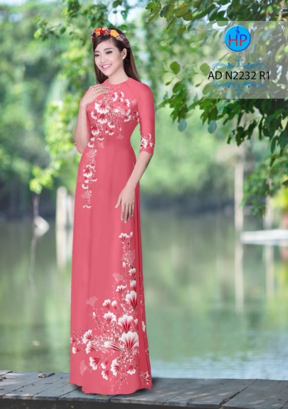 Vải áo dài hoa đẹp 3D