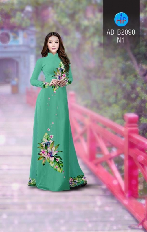 Vải áo dài hoa 3D