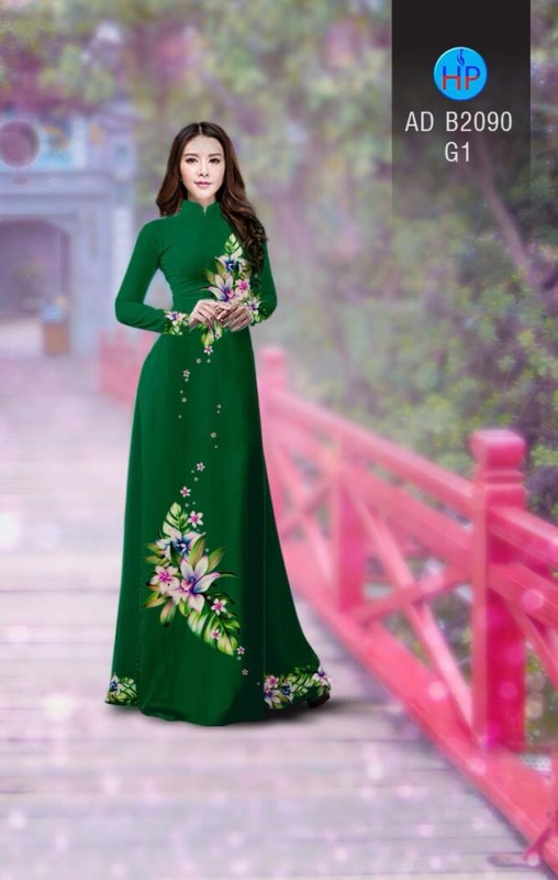 Vải áo dài hoa 3D
