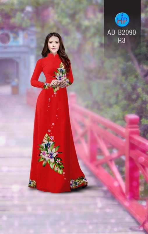 Vải áo dài hoa 3D
