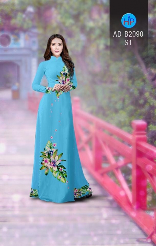Vải áo dài hoa 3D