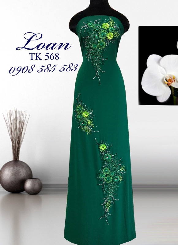 Vải áo dài kết hoa nổi 3d