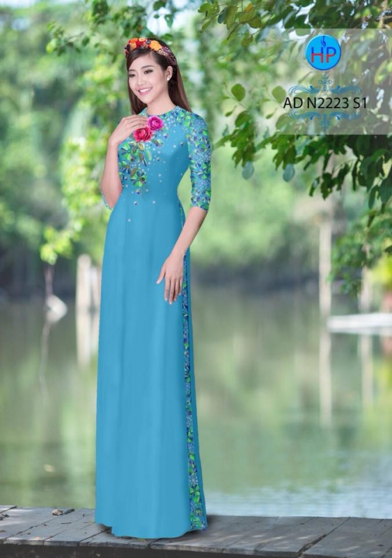 Vải áo dài hoa Hồng