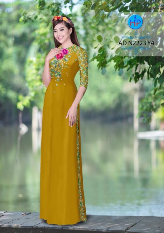 Vải áo dài hoa Hồng