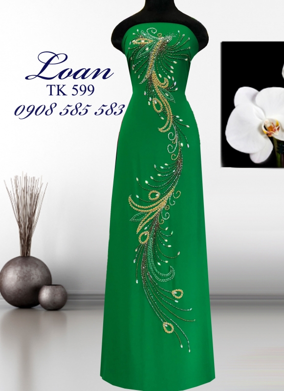 Vải áo dài kết đuôi Công