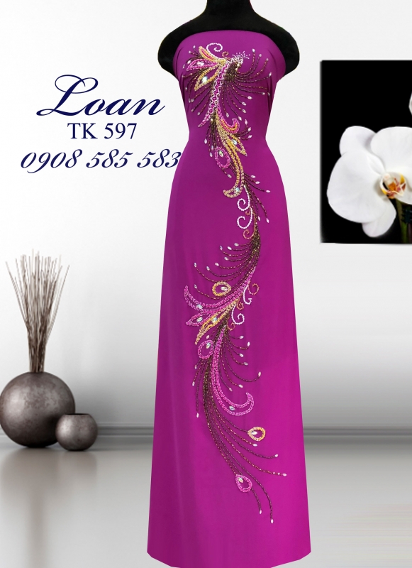 Vải áo dài kết đuôi Công