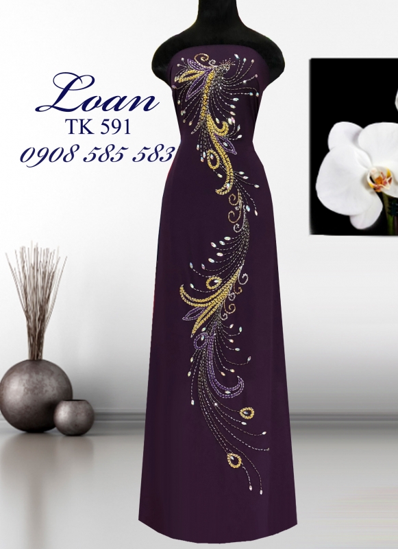 Vải áo dài kết đuôi Công