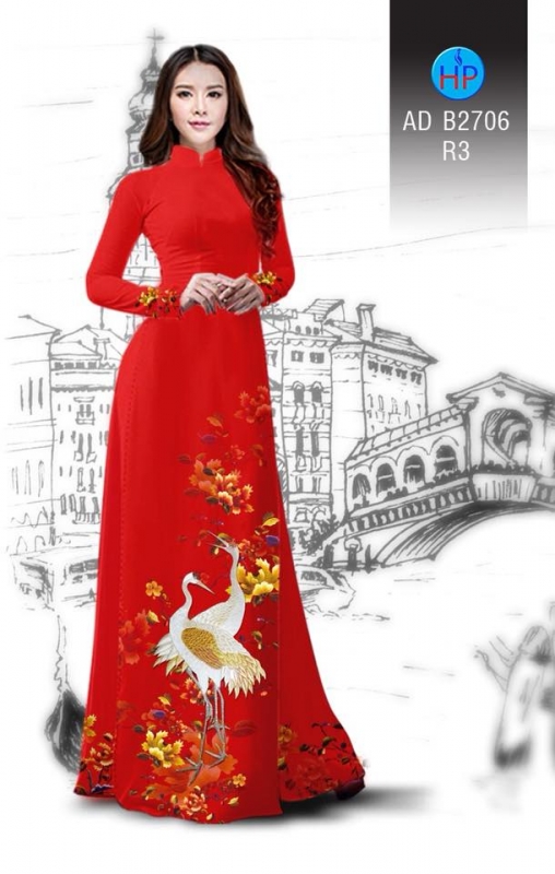 Vải áo dài chim Hạc