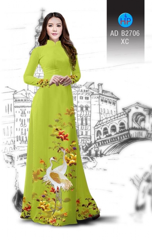 Vải áo dài chim Hạc