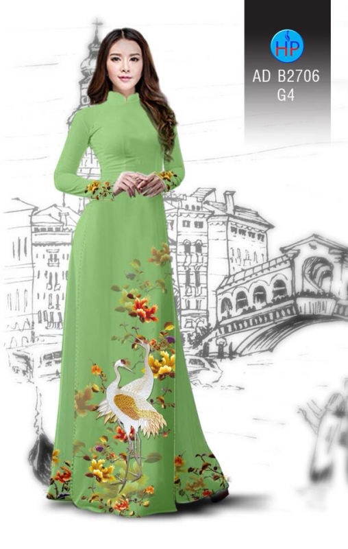 Vải áo dài chim Hạc