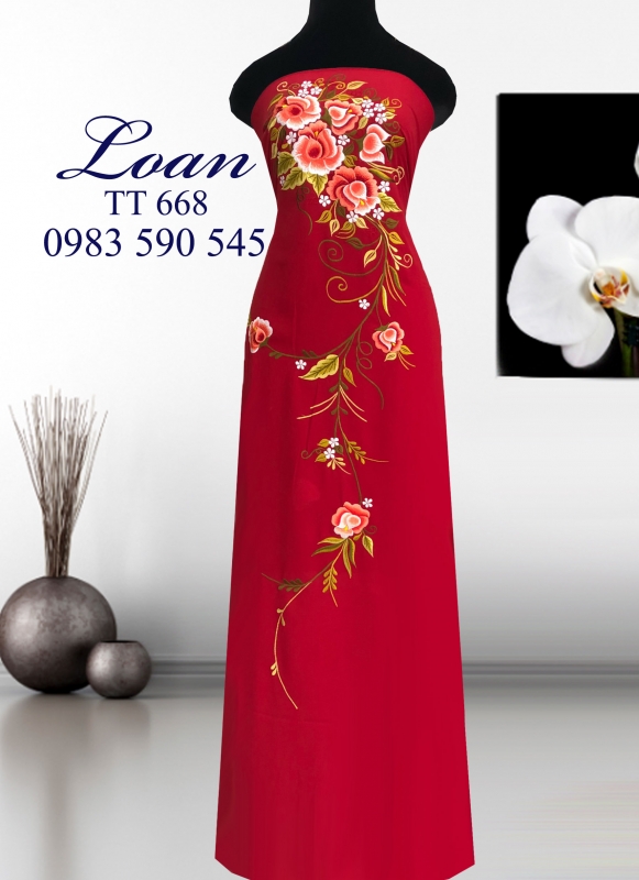 Vải áo dài thêu hoa
