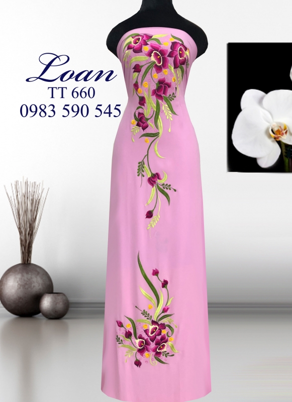 Vải áo dài thêu hoa