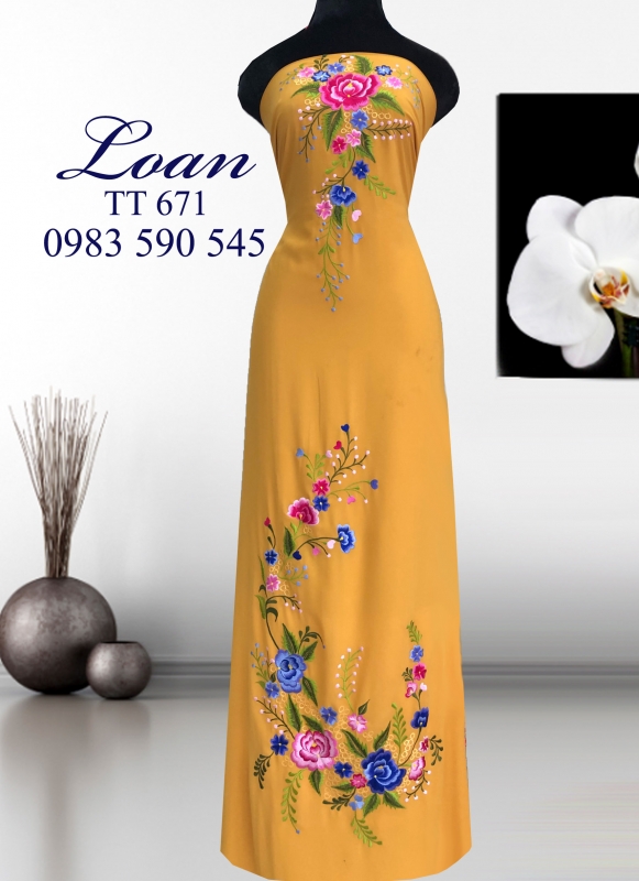 Vải áo dài thêu hoa