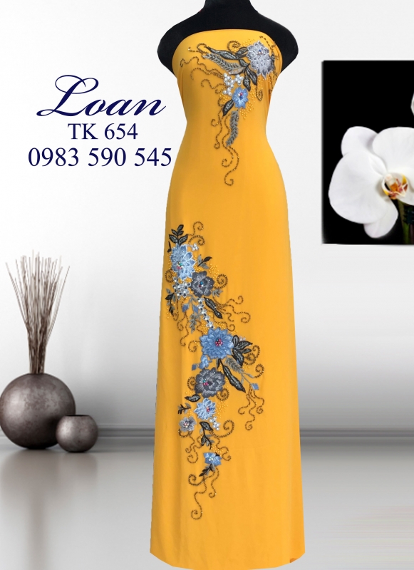 Vải áo dài thêu kết hoa