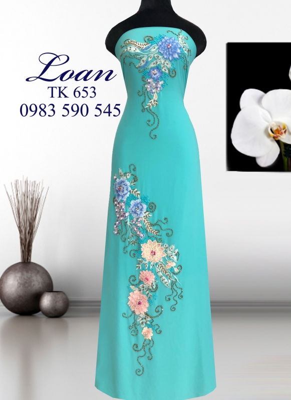 Vải áo dài thêu kết hoa