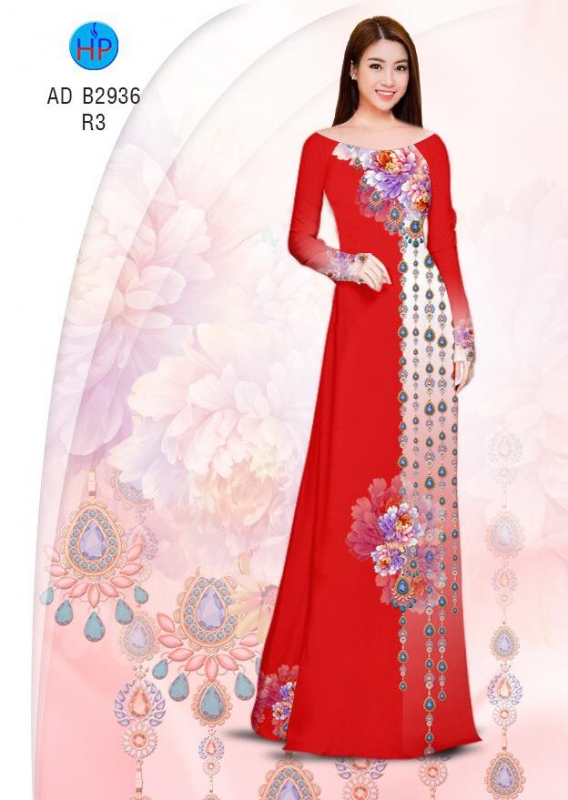 Vải áo dài hoa chạy dọc