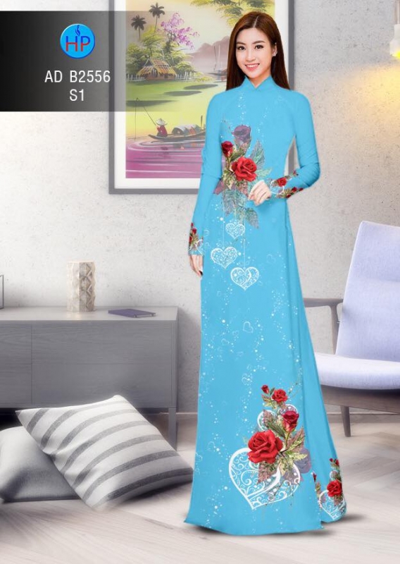 Vải áo dài hoa hồng Vải áo dài hoa hồng
