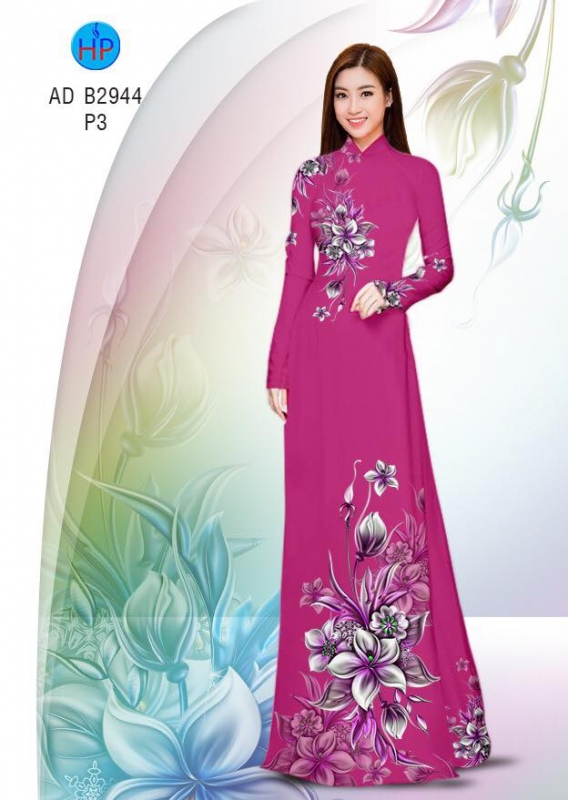 Vải áo dài hoa 3D