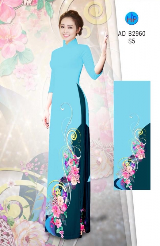 Vải áo dài hoa chạy dọc