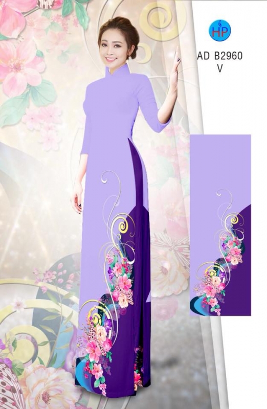 Vải áo dài hoa chạy dọc