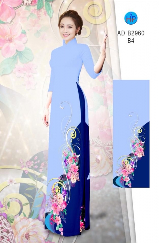 Vải áo dài hoa chạy dọc