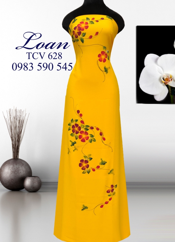 Vải áo dài vẽ hoa