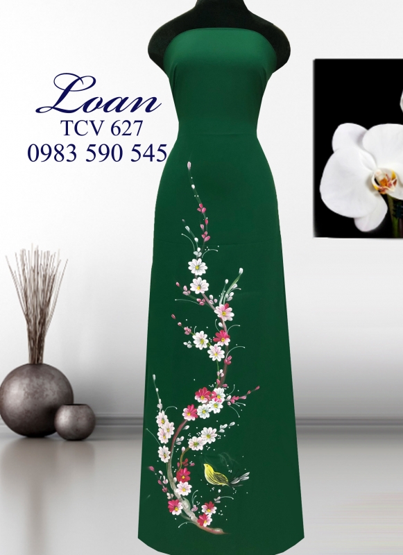 Vải áo dài vẽ hoa