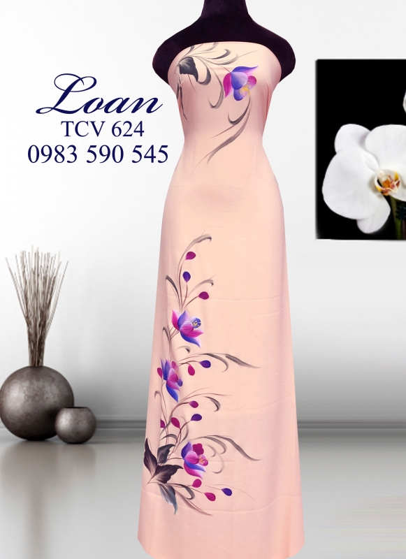 Vải áo dài vẽ hoa